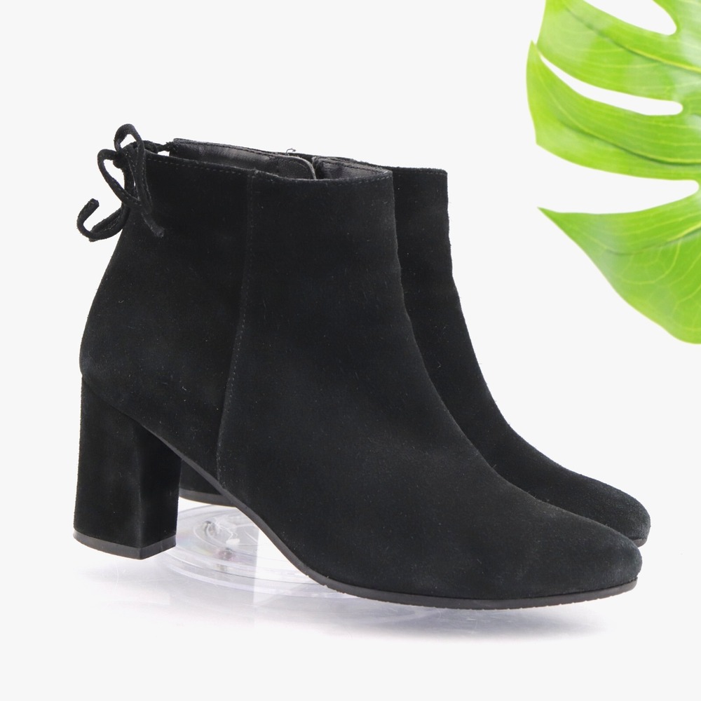 Blondo Womens Tiana Boots Size 8.5 Black Suede Waterproof Bow Tie Heel Booties